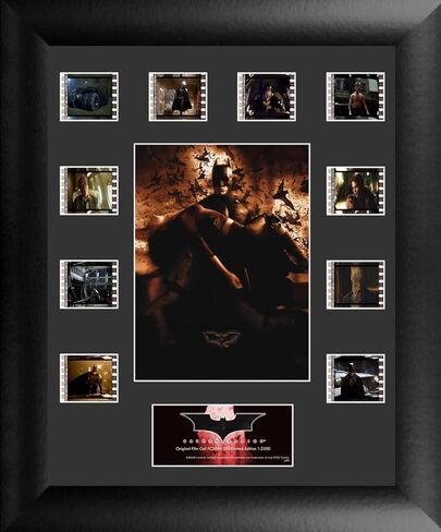 FilmCells - سلسلة Batman Begins 1 - عرض مونتاج صغير مقاس 11 × 13 بوصة - عشرة (10) مشابك أفلام مقاس 35 مم - إصدار محدود مرخص رسميًا للتحصيل in Kuwait