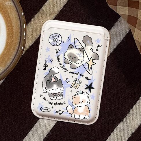Cartoon Cute Dog Magnetic Card Holder, suitable for iPhone 11-17 series magnetic card cases, and used as a MagSafe card tray. (04) in Saudi Arabia