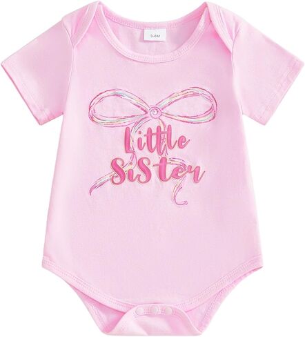 GOOCHEER Big Sister Little Sister Matching Outfit Newborn Baby Girl Short Sleeve Romper Toddler Girl T-Shirt Top in Saudi Arabia