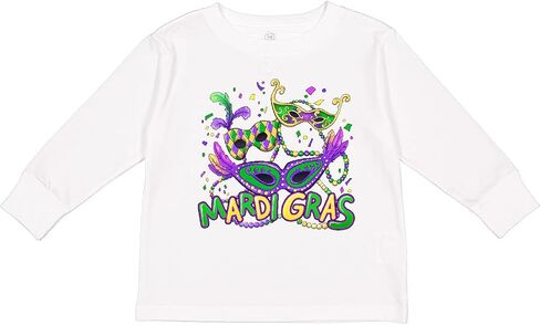 تي شيرت للأطفال الصغار بأكمام طويلة من Inktastic Mardi Gras Masks and Beads in Kuwait
