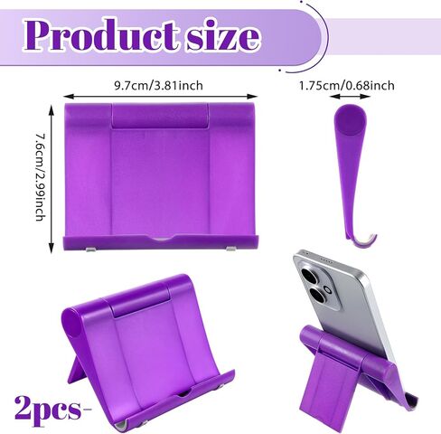 2 Pack Cell Phone Stand for Desk Foldable Mobile Phone Holders Adjustable Tablet Stand for Desktop Kitchen Travel Compatible with All Smartphones in Kuwait