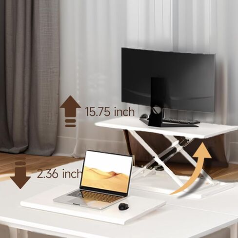 31.5 بوصة محول مكتب دائمة العمال ، اعتصام قابلة للتعديل قائم بمكتب الناهض مع صينية لوحة المفاتيح ، Riser محطة عمل سطح المكتب لجهاز الكمبيوتر المحمول كمبيوتر المكتب المنزلي الأسود in Kuwait
