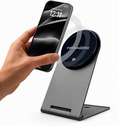 محطة شحن InfinaCore 3 في 1 لأجهزة Apple - أساسيات السفر - شاحن سفر لاسلكي مغناطيسي - قاعدة شحن قابلة للطي لهاتف Magsafe iPhone 16 15 14 13 12 Pro Max/Plus وAirPods وApple Watch in Kuwait