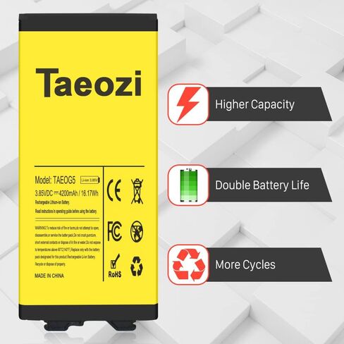 بطارية Taeozi 4800 مللي أمبير في الساعة LG G5، 2025 بطارية ليثيوم أيون جديدة بديلة لـ LG G5 BL-42D1F VS987 Verizon، H820 at&T، LS992 Sprint، H830 T-Mobile، US992، H845 Dual H850 H858 بطارية احتياطية in Saudi Arabia