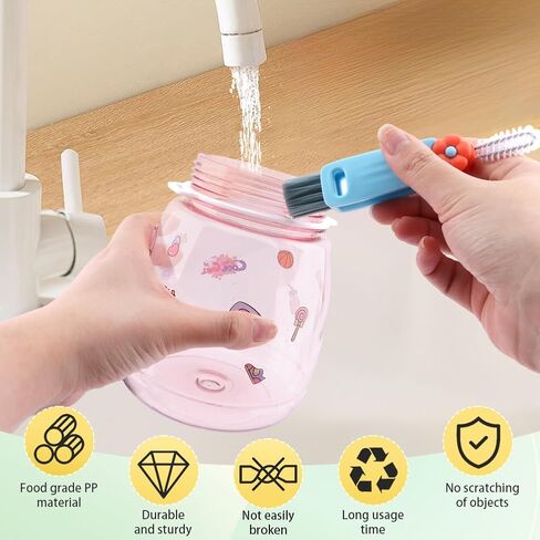 6pack Cleaner Brush Set, 3 in 1 Cup Lid Cleaning Brush and 7.6inch Straw Brush Crevice Cleaning Brush for Water Bottle Gap Lid(2style/6pcs) in Saudi Arabia