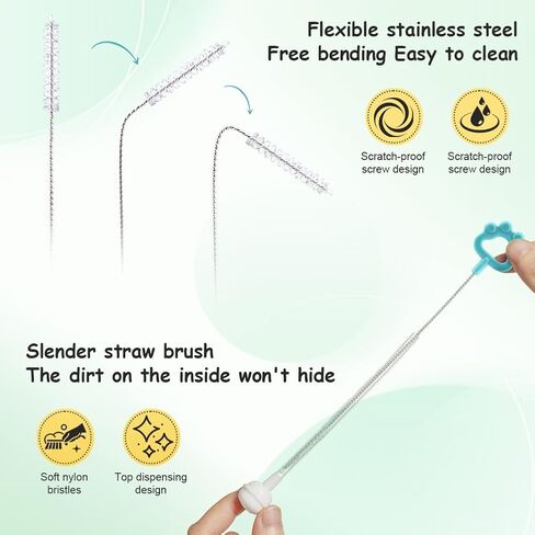 6pack Cleaner Brush Set, 3 in 1 Cup Lid Cleaning Brush and 7.6inch Straw Brush Crevice Cleaning Brush for Water Bottle Gap Lid(2style/6pcs) in Saudi Arabia