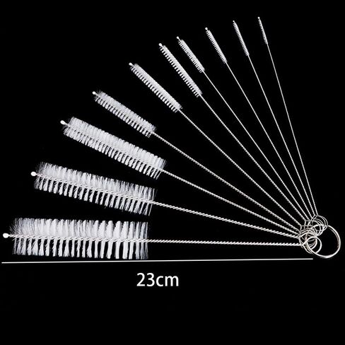 10-Piece Stainless Steel Cleaning Brush Set with Soft Nylon Bristles – Perfect for Bottles, Glass Tubes, and Kitchenware in Saudi Arabia