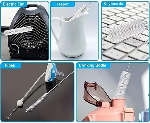 10-Piece Stainless Steel Cleaning Brush Set with Soft Nylon Bristles – Perfect for Bottles, Glass Tubes, and Kitchenware in Saudi Arabia