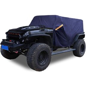X AUTOHAUX SUV Car Cover Cab Cover for Jeep Wrangler JK JL Hardtop 4 Door 2007-2021 Outdoor Sun Dust Snow Protection 210D Oxford with Driver Door Zipper Black