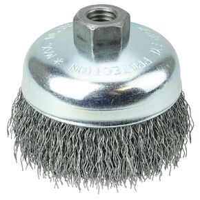 Weiler 36236 Wolverine 4" Crimped Wire Cup Brush, 0.020" Steel Fill, 5/8"-11 UNC Nut, Made in The USA