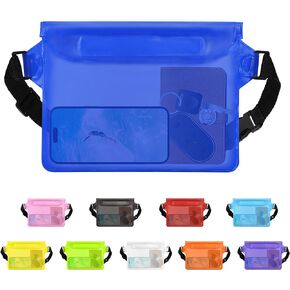 jealkip Waterproof Pouch with Adjustable Waist Strap, Waterproof Dry Bag, Keeps Cell Phones and Valuables Safe and Dry, Perfect for Kayaking, Beach, Camping and Swimming (Dark Blue)
