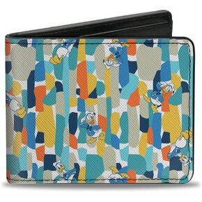 Disney Wallet, Bifold, Disney Donald Duck Pose Collage White Multi Color, Vegan Leather