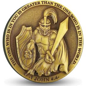 Faith-Forged Knight Christian Challenge Coin I Can Do All Thing Through Christ Bible Verses Pocket Hug Token (Pack of 10)