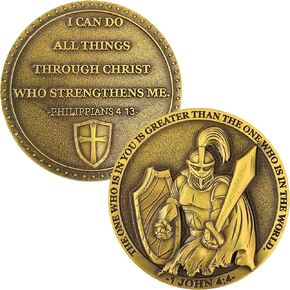 Christian Warrior Challenge Coin Zinc Alloy Bible Verses Medallion Pocket Hug Token