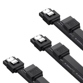OHKIKOME SATA Cable III 3 Pack, SATA Cable 6Gbps Straight Data Cable with Locking Latch 15.7 Inch Compatible for SATA HDD, SSD, CD Driver, CD Writer - Black in Saudi Arabia