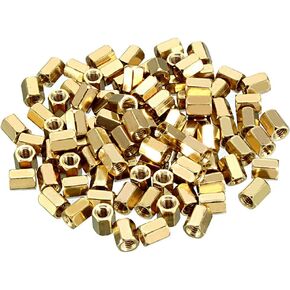 uxcell 100pcs Brass Straight PCB Pillar Female Thread Hex Standoff Spacer M3x5x6mm