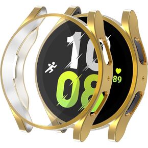 Compatible for Samsung Galaxy Watch 5 40mm 44mm Case for Samsung Galaxy Watch 4 40mm 44mm Case, Full Coverage Soft Slim TPU Protective Women Men Scratch Resistant Watch Cover,Black