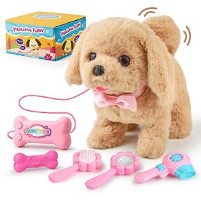 صندوق ستوكاستيك للمشي والنباح على شكل جرو لعبة كلب مع جهاز تحكم عن بعد، لعبة كلب جرو من القطيفة الإلكترونية، لعبة كلب تفاعلية للأطفال الصغار، هدية للأحفاد البنات in Kuwait