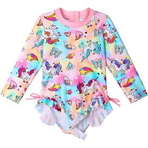 Infant and Toddler Girls One Piece Swimsuit with Snap Easy Change Diaper Swimwear Size 6-12M
