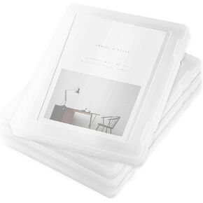 Voittozege 4 Pack Portable Project Case Portable A4 File Box Scrapbook Paper Storage Box Transparent File Slim Cases for A4 Paper Document Magazine Office School Supplies,12.5 x 9.5 x 0.9 Inch