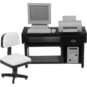 Toyvian 1 Set Mini Office Desk Toys Mini Office Desk for Crafts Dollhouse Computer Tiny House Computer Model Miniature Office Desk Ornament Miniature Office Ornament for Kids Doll House