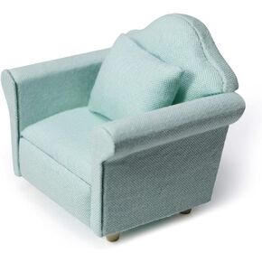 Dollhouse Couch Miniature Furniture Sofa with Pillows for Living Room Desktop Decoration Fabric Sofa Mini Home Scene Accessories Ornament (Double Sofa, White)