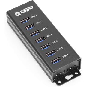USBGear 7-Port USB 3.2 Gen 1 Charging and SuperSpeed Mountable Data Hub