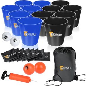 12 قطعة من الدلاء والكرات العملاقة مجموعة ألعاب الرمي مع حقيبة حمل، مجموعة ألعاب الرمي للتمرين واللعب مع أكياس الفول للعائلة والأصدقاء وحفلات الزفاف والشاطئ الداخلي والخارجي in Kuwait