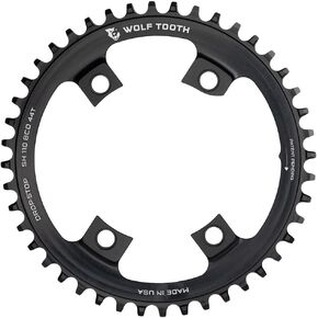 Wolf Tooth Drop-Stop Chainrings for Asymmetric 4x110mm BCD Shimano Road Cranksets (Black, 42t)