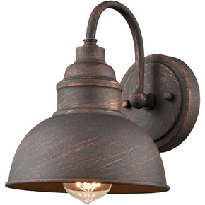 DIRYZON EUL Rustic Gooseneck Wall Sconce Outdoor/Indoor Farmhouse Porch Light 1-Light Barn Bedside Wall Light in Antique Copper Finish for Patio Front Door