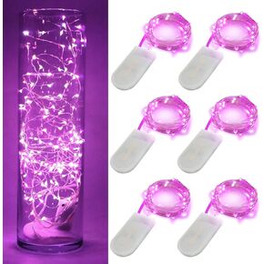 6 Pack 7Feet Starry String Lights Waterproof Fairy String Lights 20 Micro Starry LEDs On Silvery Copper Wire CR2032 Batteries Included for Wedding Centerpiece Party Christmas Table Decor Warm White