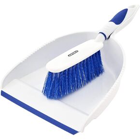Superio Brush and Dustpan Set, Rubber Edge for Easy Dirt Pickup, Durable Plastic Broom Set with Ergonomic Grip Handle, for Table, Countertop, Desk (1)