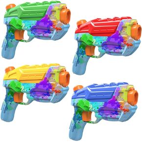 ZEBNYYA 4 Pack Water Gun for Kids, Watercolor Squirt Gun with Trigger Super Water Blaster Soaker Squirters Toys, Long Range Water Pistol Gun for Summer Outdoor Pool/Beach/Yard/Party Play