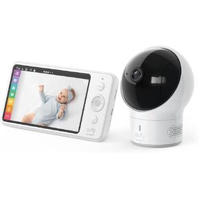 eufy Security Baby Monitor Spaceview E110 with Security Camera and 2-Way Audio, 720p HD Resolution, Night Vision, 5" Display, 110° Wide-Angle Lens Included, Lullaby Player, Sound Alert