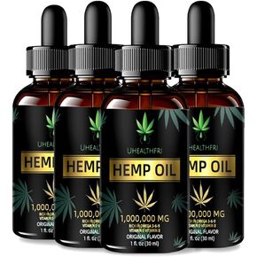 Uhealthfri Hemp Oil Vegetarian Non-GMO Natural Extract Omega 3,6,9 of 4 Pack