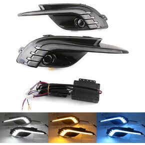Dreamseek LED DRL for Mazda 3 Axela Facelift Model 2017 2018 Front Driving Fog Lamp Bezel Daytime Running Lights with Dynamic Sequential Turn Signal