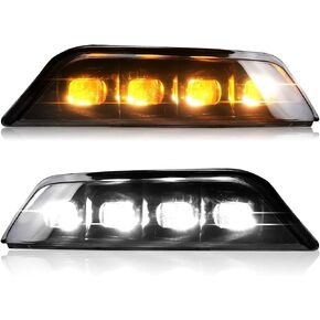 ضوء الضباب الأمامي مناسب لسيارات Ford Mustang 2015-2017 Led أضواء النهار الجري مع مصابيح DRL بيضاء/أجزاء إشارات الانعطاف الكهرمانية وملحقاتها in Kuwait