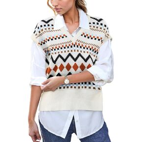 Sweetmoon Knit Sweater Vest Women - V Neck Sweaters for Women Trendy, Sleeveless Crop Sweater for Women