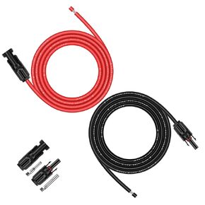 كابل تمديد اللوحة الشمسية iGreely - 10 أقدام 10AWG(6 مم²) كابل تمديد للطاقة الشمسية مع موصل أنثى وذكر محول سلك اللوحة الشمسية (10FT أحمر + 10FT أسود)