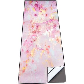 Colorful Star Microfiber Yoga Mat Towel Non Slip for Hot Yoga with Corner Pockets - Soft Sweat Absorbent & Quick Dry Long Yoga Mat Towel - Hot Yoga Mat Cover Towel 74" x 26" - Grey Moon Phases Print