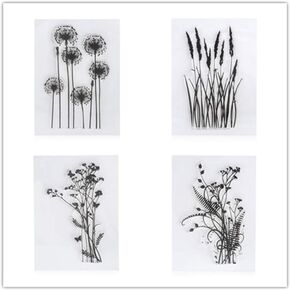 4PCS Dandelion Clear Stamps Lavender Flowers Leaves Rubber Clear Stamp/Seal Scrapbook/Photo DIY Album Decorative Card Making