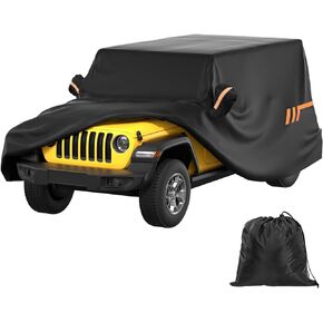 JOYTUTUS Car Cover Compatible with Wrangler JK JL 2007-2024, Water-Resistant Oxford All Weather Cover fit Wrangler JK JL 4 Doors, Windproof Dustproof Scratch Resistant Auto Cover