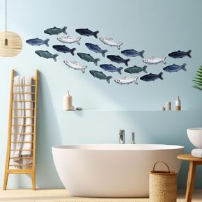 Blulu 20 Pcs Summer Coastal Metal Fish Wall Decor Coastal Fish Wall Art Nautical Marine Fish Wall Sculpture Modern Beach Themed Fish Ocean Wall Decoration for Bedroom Living Room School