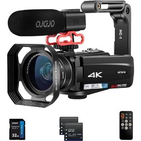 Video Camera 4K Camcorder with 10X Optical Zoom & 120X Intelligent Zoom, 4K 30MP WiFi YouTube Video Streaming Camera 3.0" IPS Touch Screen Digital Camera with Microphone, Wide Angle Lens, 32G SD Card