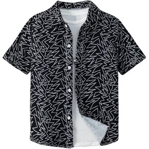 Verdusa Boy's Button Down Short Sleeve Summer Tops Cute Beach Shirt