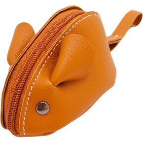 Coin Pouch Mouse Keychain, Mouse Keychain Zipper Purse, Pouch Wallet Leather, Cute Coin Pocket, Key Chain Ring, Brown (Brown)