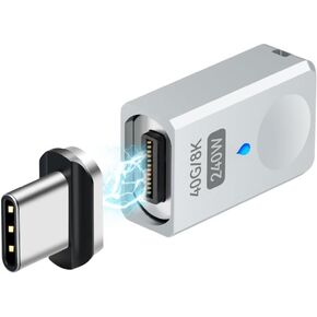 HESKUL USB C Magnetic Adapter, Straight Magnetic USB C Adapter 24 Pins with 240w Charge USB4 40Gbps 8K 60Hz for Thunderbolt 3/4, MacBook Pro/Air, Swtich and More Type C Devices