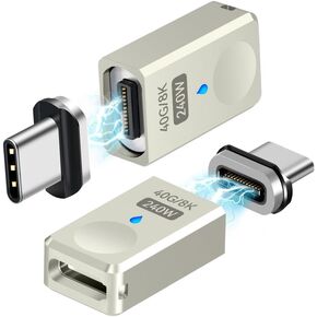 USB C Magnetic Adapter, (2 Pack) Straight Magnetic USB C Adapter 24 Pins with 240w Charge USB4 40Gbps 8K 60Hz for Thunderbolt 3/4, MacBook Pro/Air, Swtich and More Type C Devices in Saudi Arabia