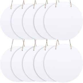10 Pcs Round Sublimation Door Hanger Blanks Wall Hanging MDF Wood Blanks Unfinished Wooden Sign Circle Sublimation Sign with Rope for Heat Press Machine(6'' X 6'')