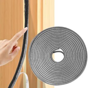 FLYZZZ 50ft Weather Stripping Door Seal for Sliding Windows and Door Frame,Grey Felt Pile Self Adhesive Garage Door Seal,0.35"Wide X 0.6"Thick